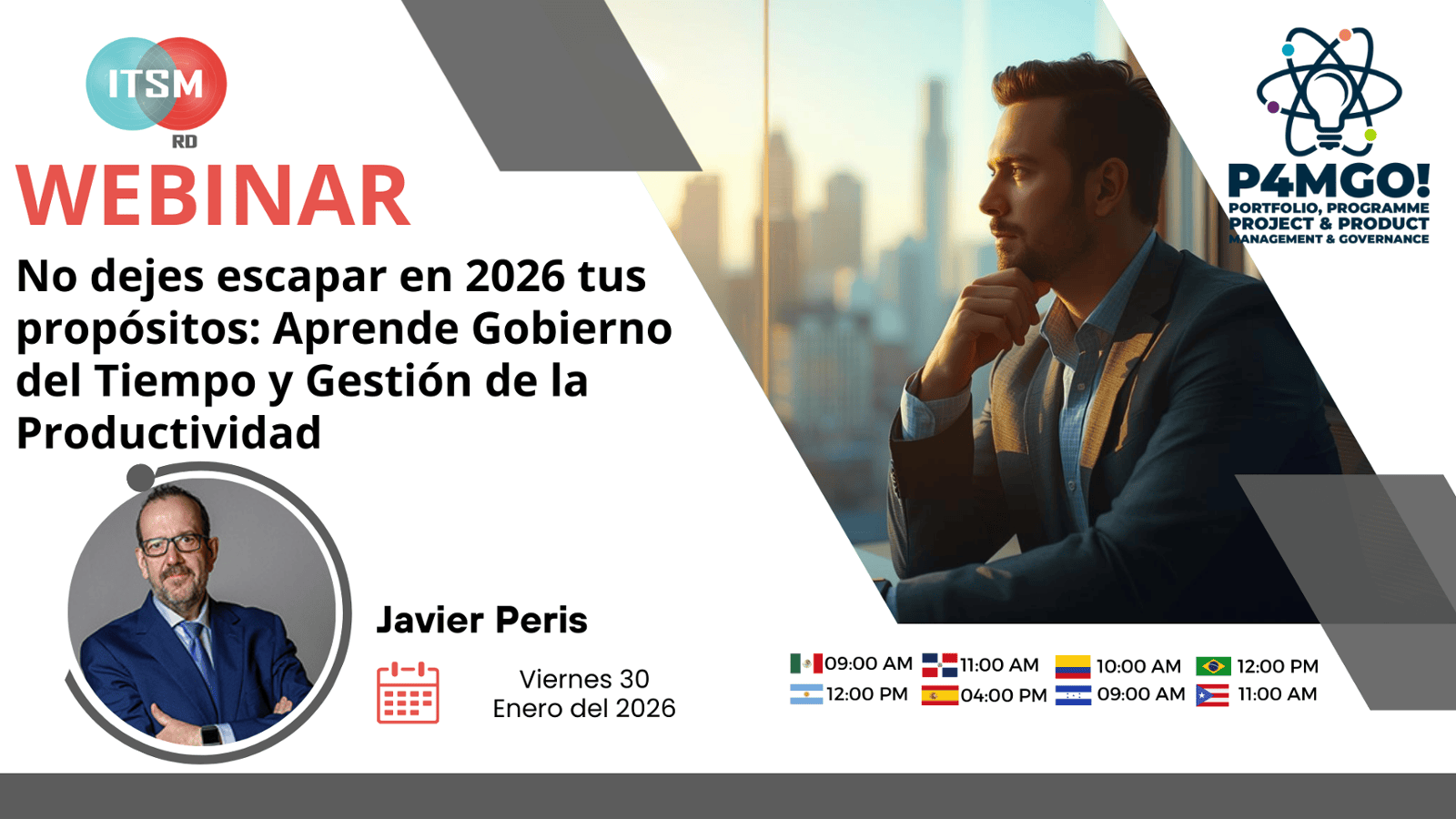 No dejes escapar en 2026 tus propósitos: Aprende Gobierno del Tiempo y Gestión de la Productividad